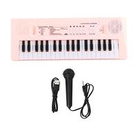 Eujgoov 37 Touches Clavier électrique Système D'alimentation à Double électricité avec Fonction D'enregistrement de Microphone Piano Musical Portable (PINK)