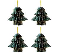 Eujgoov 4pcs Christmas Tree Lantern Ornement Décorations Festives Papier Suspendu Décorations de Vacances élégantes pour L'arbre de Noël Grand Ajout à Tout Thème de Décoration (GREEN)