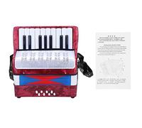Eujgoov Accordéon de Piano 2 Couleurs, 17 Touches, 8 Basses, Décor en Celluloïd ABS, Instrument de Musique Léger avec Sangle Réglable, Manuel pour Enfants Débutants et étudiants (rouge)