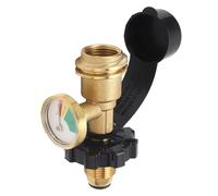 Eujgoov Adaptateur de Pot à Gaz POL avec Jauges, Matériau en Laiton, Installation Facile, Manomètre, pour Grils à Gaz, Chauffages, Réchauds de Camping, Tuyau QCC1