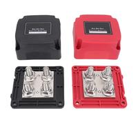 Eujgoov Bloc de Distribution D'énergie de Barre Omnibus Robuste 400 A, Bornier de Barre Omnibus de Batterie avec 4 Goujons M10 48 V DC pour Système Solaire de Bateau Marin Automobile RV