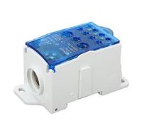 Eujgoov Boîte de Bornier de Jonction Secteur, Distribution d'énergie sur Rail DIN 400A 690V avec Coque Ignifuge PA66 pour Armoires électriques, Panneaux de Commande Industriels Haute Tension (BLUE)
