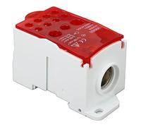 Eujgoov Boîte de Bornier de Jonction Secteur, Distribution d'énergie sur Rail DIN 400A 690V avec Coque Ignifuge PA66 pour Armoires électriques, Panneaux de Commande Industriels Haute Tension (rouge)