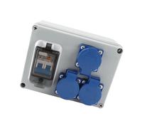 Eujgoov Boîte de Prise Murale Extérieure avec Disjoncteur RCD 50A, IP67 | Prise Allemande avec Couvercle Auto-fermant, Coque en ABS pour Jardin, Garage et Salle de Bain