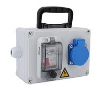 Eujgoov Boîtier de Distribution Extérieur avec Disjoncteur, Boîtier de Prise de Courant Portable pour Chantier de Construction, Résistant aux Intempéries