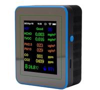 Eujgoov Compteur de qualité de l'air 12 en 1, Matériau ABS, Détecteur Précis de Pollution Intérieure avec Température, humidité, Prise en Charge WiFi pour la Maison, le Bureau et l'intérieur (noir