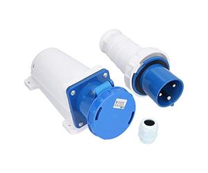 Eujgoov Connecteur Industriel triphasé 63 A, Prise et Socle étanches IP67 | Conducteurs en Laiton Massif, IP67 étanche aux Intempéries, 220-250V 2P+E 6h, pour Usine Quai Centrale électrique