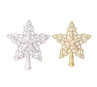 Eujgoov Décoration de Sommet d'arbre de Noël en Forme D'étoile et de Flocon de Neige, Décoration Scintillante pour Les Vacances de Noël (16)