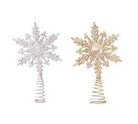 Eujgoov Décoration de Sommet d'arbre de Noël en Forme D'étoile et de Flocon de Neige, Décoration Scintillante pour Les Vacances de Noël (21)