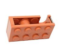 Eujgoov Distributeur de Ruban Adhésif Mignon en Forme de Bloc de Construction, Support de Ruban de Bureau en PP, Coupe Facile, Conception Compacte pour l'école, le Bureau, la Salle d'étude (ORANGE)