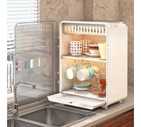 Eujgoov Égouttoir à Tasses, Matériau Transparent, Design Anti-poussière et Drainant, Idéal pour Organiser les Services à thé et les Tasses à la Maison (WHITE)