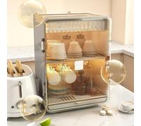 Eujgoov Égouttoir à Tasses, Matériau Transparent, Design Anti-poussière et Drainant, Idéal pour Organiser les Services à thé et les Tasses à la Maison (GREY)