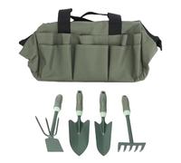 Eujgoov Ensemble D’Outils de Jardinage 4 Pièces, Pelle Transplantoir Râteau Binette en Fer Robuste avec Sac de Rangement, for Creuser Désherber Cultiver