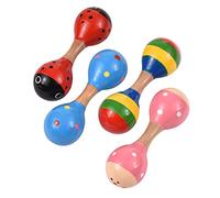Eujgoov Ensemble de 4 Hochets Maracas en Bois pour bébé, Mini Instrument de Musique coloré pour Tout-petits Garçons et Filles, Jouet d'apprentissage Précoce à Surface Lisse et Sûre