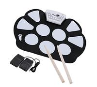 Eujgoov Ensemble de Batterie électronique Portable, Kit de Tampons de Batterie Enroulables avec Fonction D'enregistrement, Sortie D'entrée Audio pour la Pratique des études et des