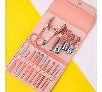 Eujgoov Ensemble de Manucure Professionnel Outils de Pédicure Kit d'ongles en Acier Inoxydable avec étui de Voyage 12 ou 16 Pièces pour le Toilettage des Soins des Pieds et des Mains (Or Rose #-2)