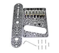 Eujgoov Ensemble de Pont de Guitare Telecaster, Plaque de Commande de Selle à Roulettes en Alliage de Zinc avec Retenue de Corde Gravée, Remplacement Direct pour les Joueurs de Guitare électrique de
