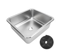 Eujgoov Évier de Cuisine pour Camping-car, Lavabo à Main en Acier Inoxydable, 15,75 X 14,17 X 5,91 Pouces, évier à Cuve Unique encastré pour Camping-car, Bateau, (Argent poli brossé)