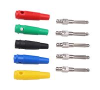 Eujgoov Fiche Banane 4 Mm, Connecteur Banane Empilable 7 Broches 32 A | Contacts en Cuivre Pur Plaqués , Connexion à Vis, Lot de 10 avec 5 Manchons de Couleur, pour Haut Parleur et TV