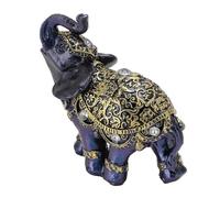 Eujgoov Figurine Elephant Richesse Lucky Blue Sculpture pour la Décoration du Bureau à Domicile (M)