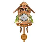 Eujgoov Horloge Murale à Coucou en Bois Antique, Cloche à Balançoire Automatique, Style Traditionnel du Nord-Ouest de l'europe, Panneau de Fibres de densité Moyenne, alimenté par