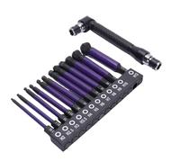 Eujgoov Jeu D'embouts Hexagonaux à extrémité Sphérique, 12 Pièces de Forets à clé Hexagonale Magnétique en Acier allié S2 avec Manchon en Caoutchouc Violet, pour Machines Automobiles et