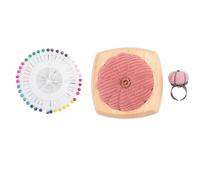 Eujgoov Kit de Coussin à épingles, Base en Bois et Anneau de Doigt pour de Jolis Accessoires de Couture en Forme de Citrouille, Idéal pour les Projets de Bricolage et de Quilting (PINK)