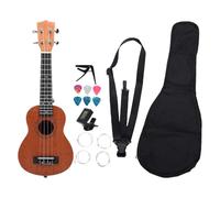 Eujgoov Kit de ukulélé pour Débutant, ukulélé Soprano en Acajou Massif de 21 Pouces avec Sac d'accordage, Médiators et Cordes, Instrument Acoustique à 4 Cordes pour Adultes, Cours de Pratique de
