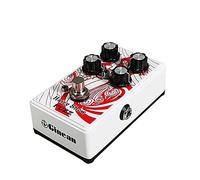 Eujgoov Pédale D'effet de Guitare Fuzz pour la Guitare électrique Motif Jaune Logement vitalité et Passion avec des Couleurs Blanches et Rouges