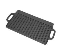 Eujgoov Plaque de Cuisson en Fonte épaissie Rectangulaire Double Face pour Barbecue avec Poignées, Plaque Teppanyaki Robuste pour les Fêtes à la Maison, le Camping, le Chauffage Uniforme (46x23CM)