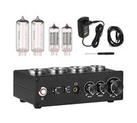Eujgoov Préampli à Lampes, Amplificateur Phono à Lampes avec Boutons de Réglage des Aigus et des Basses, Prise Jack 3,5 Mm pour écouteurs, pour Tourne-disque (Plug UE 100-240V)