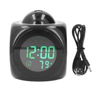 Eujgoov Réveil à Projection Numérique, Horloge LCD Rétroéclairée, avec Date de Température et Fonction Snooze, pour Chambre à Coucher et Table de Nuit