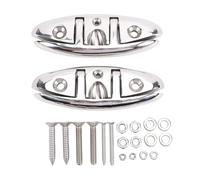 Eujgoov Taquet Pliant en Acier Inoxydable 316, Taquets de Quai Rabattables pour Bateau, Ponton de Yacht de Kayak de 6 Pouces avec Plaques Arrière, Vis