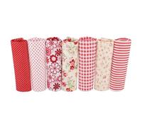 Eujgoov Tissu en Coton prédécoupé Bricolage 7 Pièces Série de Fleurs Rouges Tissu Floral matelassé carré pour l'artisanat Projets Scolaires Décoration d'intérieur 25x25cm 50x50cm (25 * 25 cm)