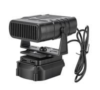 Eujgoov Ventilateur de Chauffage Portable sans Fil Double USB pour Batterie 18 V, Souffleur D'air Chaud en Céramique PTC à 2 Vitesses avec Lumière LED, Chauffage Compact et Silencieux