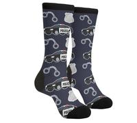 EujGvboU Chaussettes amusantes et fantaisistes, chaussettes décontractées et athlétiques, chaussettes mignonnes et folles pour femmes et hommes, Police, Taille unique