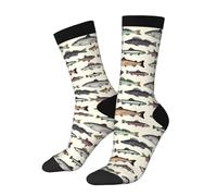 EujGvboU Chaussettes décontractées unisexes tendance et confortables pour homme et femme, Poisson vintage, Taille unique