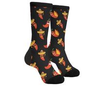 EujGvboU Chaussettes fantaisie amusantes décontractées athlétiques folles mignonnes chaussettes pour homme et femme, Poivre Jalapeno, Taille unique