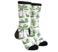 EujGvboU Chaussettes fantaisie décontractées et amusantes pour femmes, hommes, adolescents, Lémurien tropical de la jungle, Taille unique