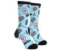 EujGvboU Chaussettes fantaisie pour homme - Chaussettes amusantes - Chaussettes tendance et décontractées, Imprimé curling, Taille unique