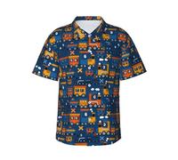 EujGvboU Chemise hawaïenne pour homme - Chemise de plage boutonnée à manches courtes drôle de train à vapeur tropical pour homme, Multicolore, XL