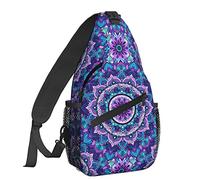 EujGvboU Galaxy Wolf Sac à bandoulière décontracté pour femme Sac à dos pour homme Sac de poitrine Gym Cyclisme Voyage Randonnée, Imprimé mandala de style bohème, 7.5 X 3.5 X 15.3 Inches