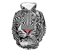 EujGvboU Pull à capuche à manches longues et col rond pour homme Motif girafe, Lion abstrait, 3XL