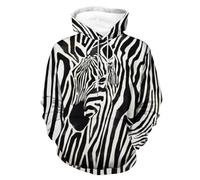 EujGvboU Pull à capuche à manches longues et col rond pour homme Motif girafe, Zèbre psychédélique, 3XL