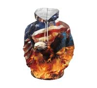 EujGvboU Pull à capuche pour homme, grande taille, pull à capuche extensible, coupe ample, t-shirts décontractés, Aigle, 6XL