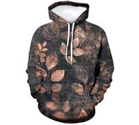 EujGvboU Sweat à capuche art abstrait pour homme et femme Motif graffiti 3D avec poches, Feuilles d'érable., XL