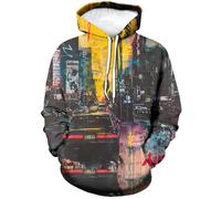 EujGvboU Sweat à capuche art abstrait pour homme et femme Motif graffiti 3D avec poches, Nouveauté moderne, L