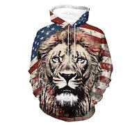 EujGvboU Sweat à capuche décontracté à motif lion pour homme, Couleur 3, 3XL