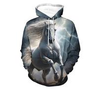 EujGvboU Sweat à capuche décontracté pour homme et femme avec imprimé graphique de cheval, pull fantaisie de rue, meilleur cadeau, Couleur 1, S
