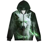 EujGvboU Sweat à capuche pour homme avec impression 3D de loup cool à zip complet Pull-over à capuche XS-5XL, 3XL